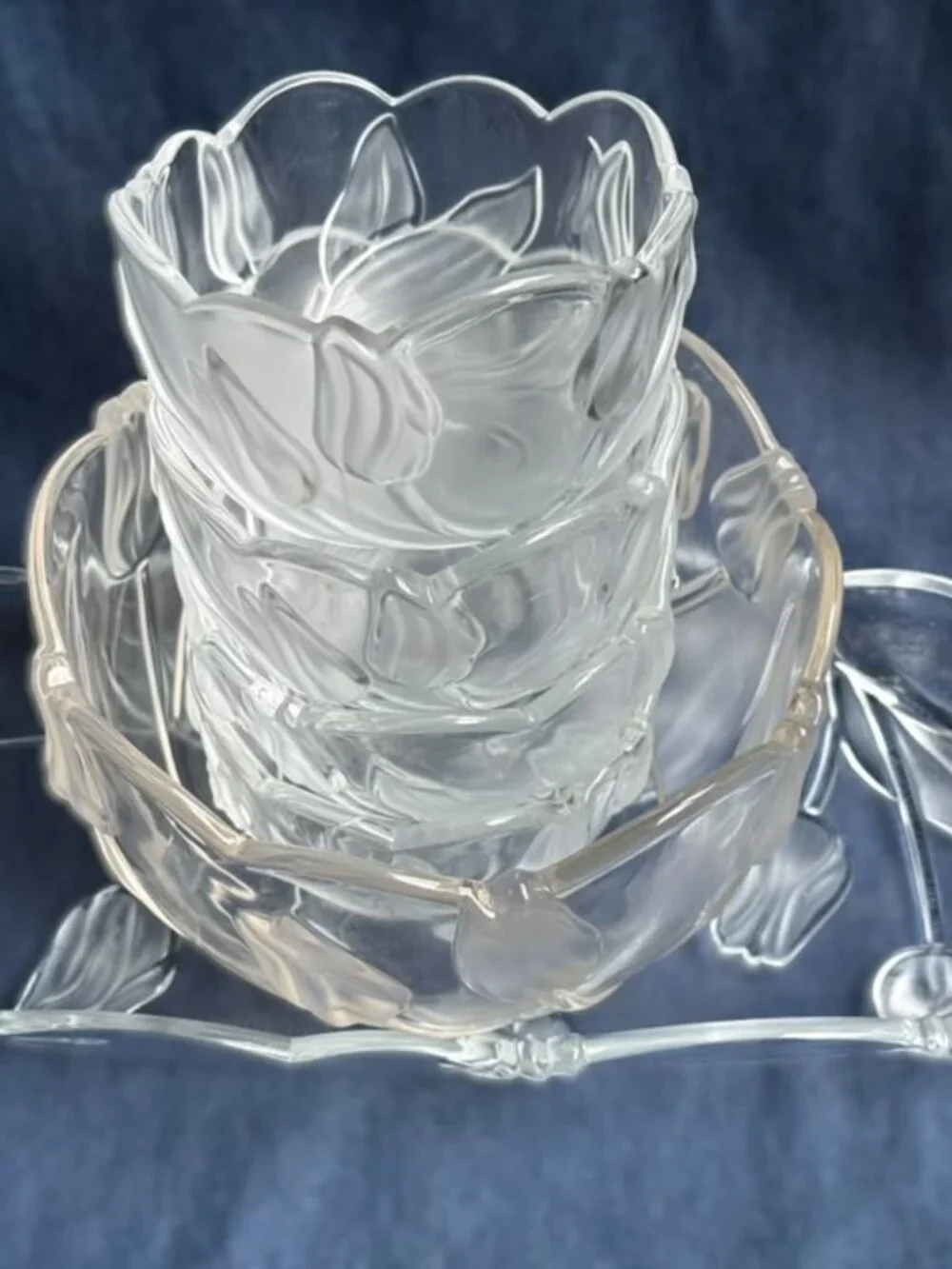 Vintage 1970s Walther Glas Germany Satin Tulip Crystal Dessert Salad Set 16